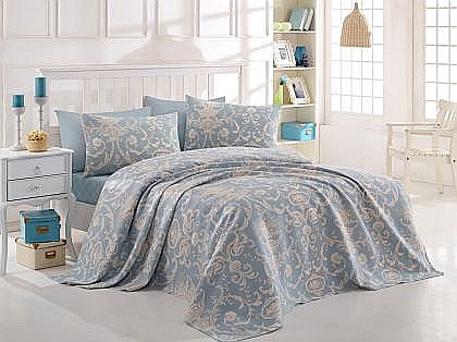 Bumbac - Cuvertura de pat  bumbac 100% EnLora Home Tuval Blue