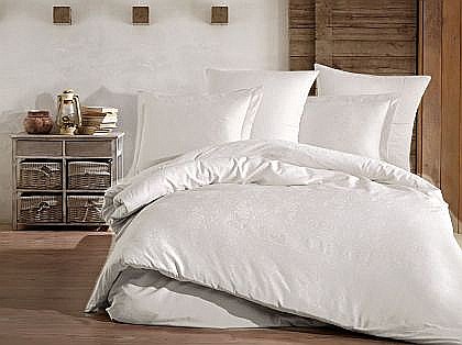 Lenjerii de pat - Lenjerie de pat dublu 100% Bumbac Satinat tesatura jaquard King, Saheser Rosella