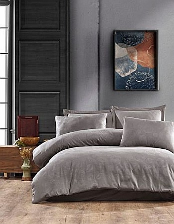 Lenjerii de pat din bumbac - Lenjerie de pat dublu premium King Supreme tesatura jaquard Saheser, Dorian Grey