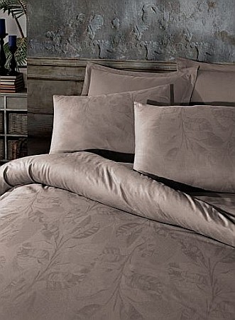 Lenjerii de pat din bumbac - Lenjerie de pat dublu premium King Supreme tesatura jaquard Saheser, Ludano Mink