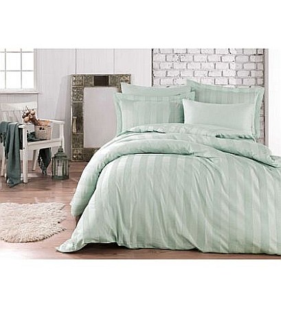 Lenjerii de pat - Lenjerie de pat King bumbac 100% Satin Deluxe Hobby Wafel - Sea Green