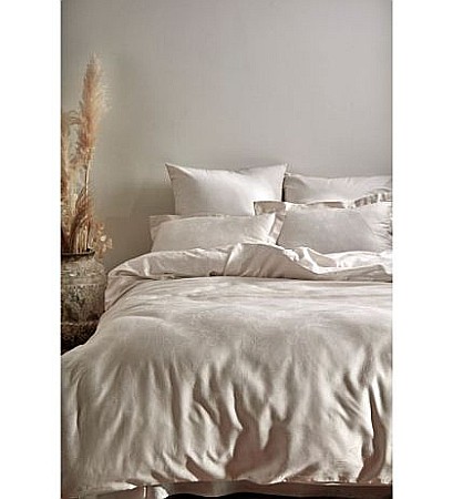 Lenjerii de pat tesatura Jacquard - Lenjerie de pat dublu 100% Bumbac Satinat tesatura jacquard Limasso, Kelebek Cream