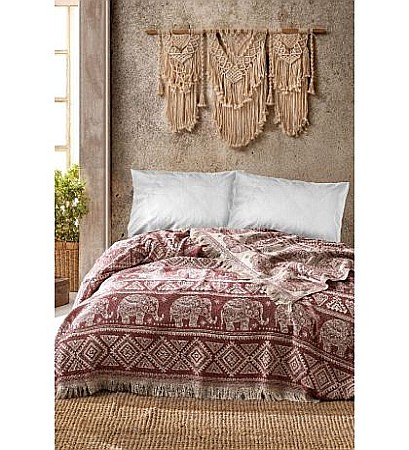 Cuverturi si paturi - Cuvertura de pat dublu bumbac 100%  Viaden Home Fil Claret Red