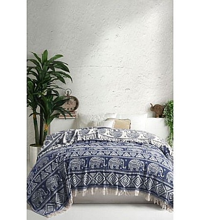 Cuverturi si paturi - Cuvertura de pat dublu bumbac 100%  Viaden Home Fil Petrol Blue