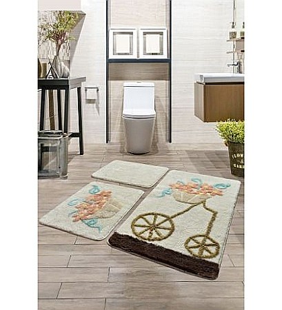 Covorase si seturi de covoare pentru baie - Set covorase de baie 3 piese Alessia Alaçatı - Salmon