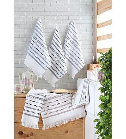 Bumbac - Set 6 prosoape de bucatarie, bumbac, 40x60, model Tivoli, Saheser