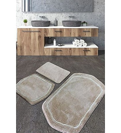 Covorase si seturi de covoare pentru baie - Set covorase de baie 3 piese Chilai Home Genom Stone