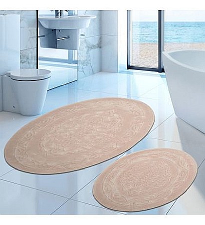 Covorase si seturi de covoare pentru baie - Set covorase de baie 2 piese Alanur Home  Cotton - Beige