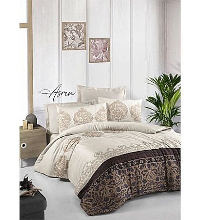 Lenjerii pat dublu 6 piese - Lenjerie de pat dublu bumbac 100% Satin Deluxe Victoria, Asrin