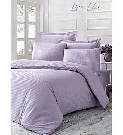 Lenjerii pat dublu 6 piese - Lenjerie de pat dublu bumbac 100% Exclusive Satin Deluxe Victoria Line Lilac
