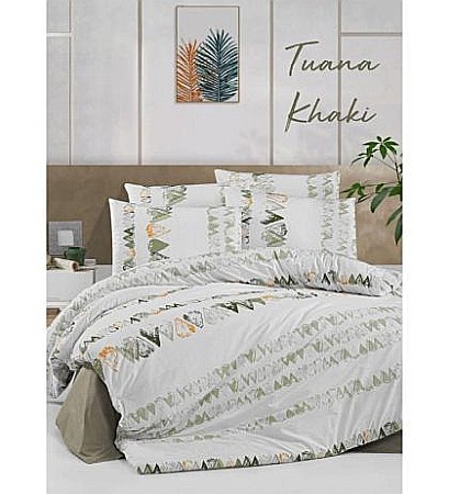 Lenjerii de pat bumbac ranforce - Lenjerie de pat dublu bumbac 100% ranforce Victoria Tuana Khaki