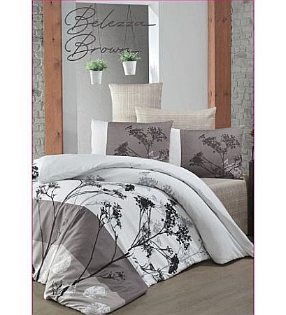 Lenjerii de pat - Lenjerie de pat dublu polycotton 100% Victoria Belezza Brown