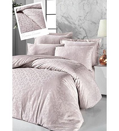 Lenjerii de pat - Lenjerie de pat dublu bumbac 100% Jacquard Satin Deluxe Victoria, Rima Cream