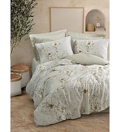 Lenjerii de pat - Lenjerie de pat King bumbac 100% Satin Deluxe Cotton Box, Lucida Beige