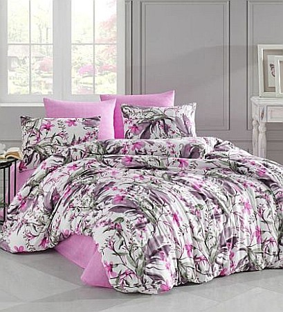 Promotii - Lenjerie de pat dublu  Begenal Asyam culoare roz cu model floral