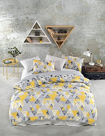 Promotii - Lenjerie de pat dublu classic Begenal Gitana Sari culoare galben