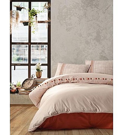 Lenjerii de pat - Lenjerie pat dublu 100% Bumbac ranforce 4 piese Cotton Box, Merri Beige