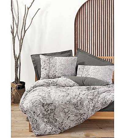 Lenjerii de pat - Lenjerie pat dublu100% bumbac ranforce 4 piese model Cotton Box, Odin Brown