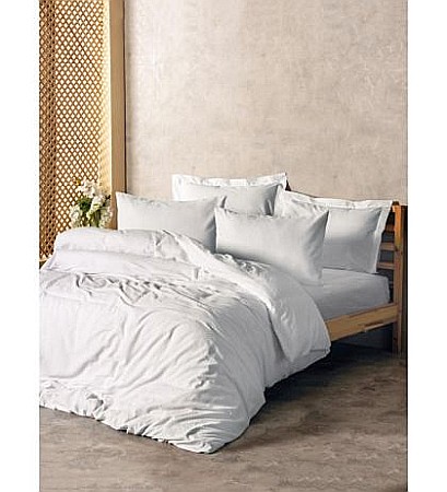 Lenjerii de pat - Lenjerie pat dublu 100% bumbac ranforce 4 piese Cotton Box, model Plaid White