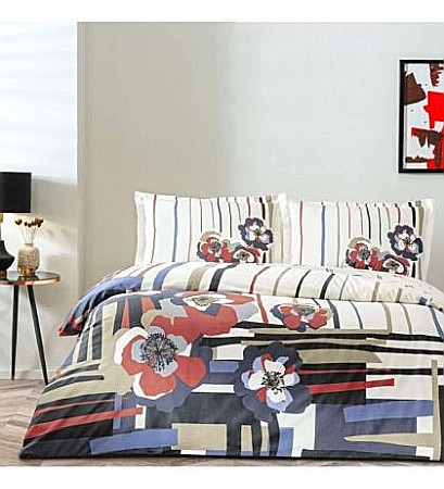 Lenjerii de pat - Lenjerie de pat dublu premium din bumbac satinat deluxe 100% TAC, Vanessa