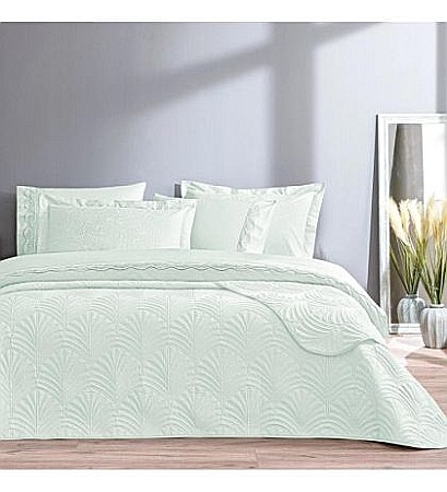 Lenjerii de pat - Set pat dublu cuvertura, husa pilota, cearsaf si 4 fete de perna TAC Eleanor culoare green