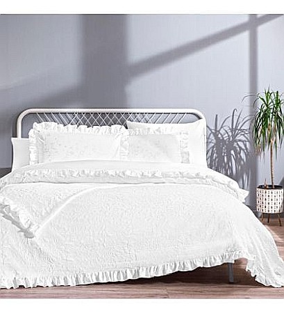 Lenjerii de pat - Set pat dublu cuvertura, husa pilota, cearsaf si 4 fete de perna, bumbac satinat tesatura Jacquard, TAC Octavia