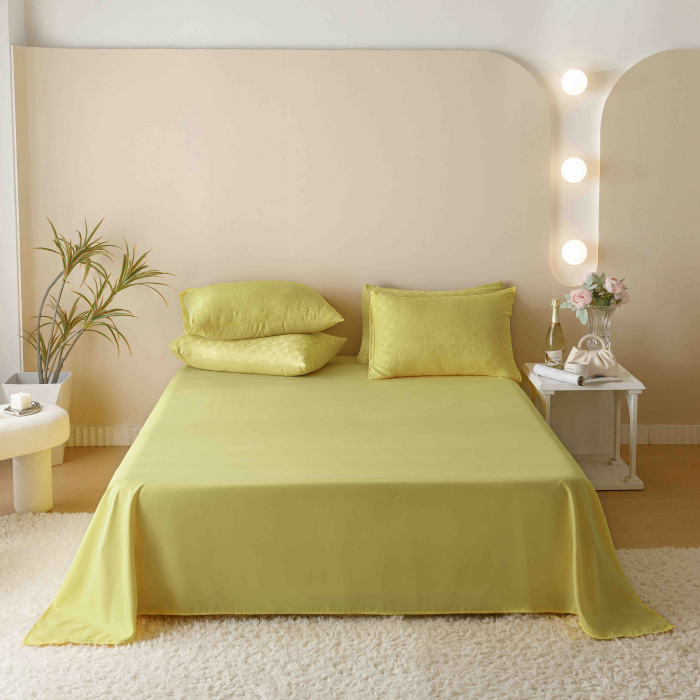 Lenjerie Pat Dublu, Jacquard Finetat, 6 Piese - Galben Lamaie [4]