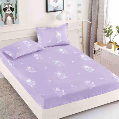 Husa de pat cu elastic din Bumbac Finet + 2 Fete de Perna - Purple Freedom [1]