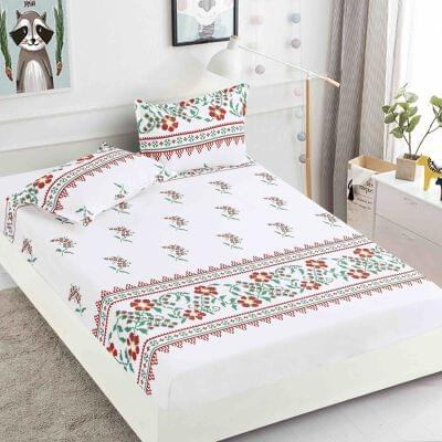 Husa de pat cu elastic din Bumbac Finet + 2 Fete de Perna- Traditional [1]