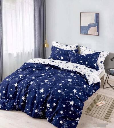 Lenjerie Din Bumbac Tip Finet 6 Piese Pentru Pat Dublu -Galaxy [1]