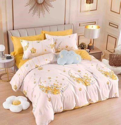 Lenjerie Din Bumbac Tip Finet 6 Piese Pentru Pat Dublu - Moon [1]