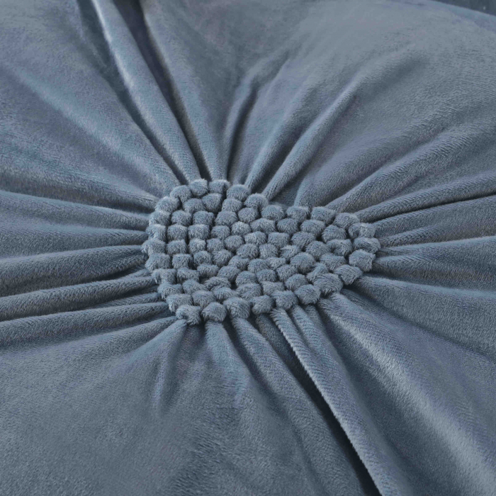 Lenjerie pat dublu, Catifea Deluxe, cu pliuri brodate, 4 piese, Bleu [2]