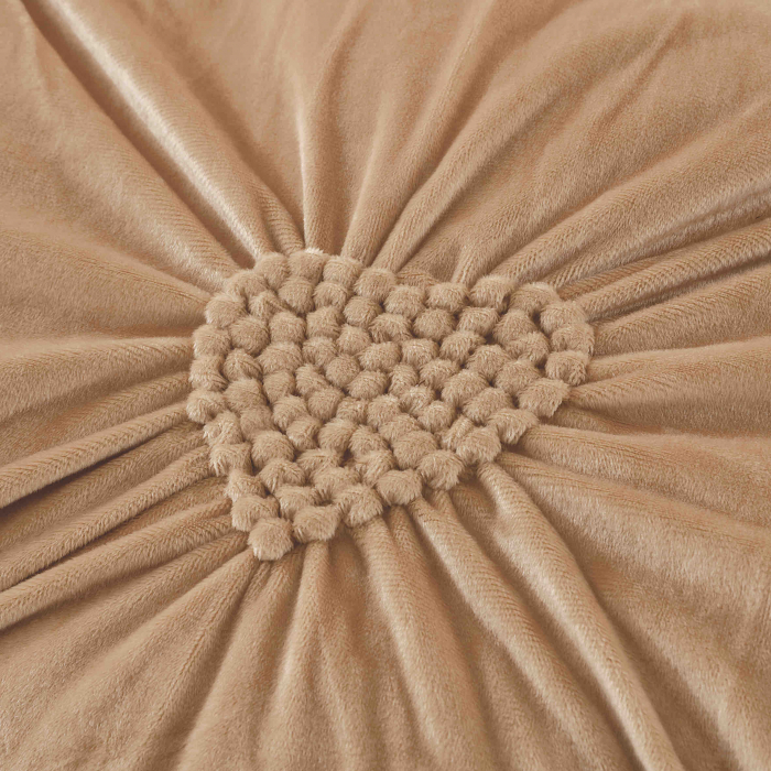 Lenjerie pat dublu, CU ELASTIC, Catifea Deluxe, cu pliuri brodate, 4 piese - Bej [2]
