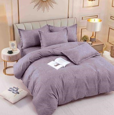 Lenjerie Pat Dublu din Bumbac Tip Finet, cu Elastic, 6 Piese -Lila [1]