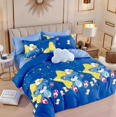 Lenjerie Pat Dublu din Bumbac Tip Finet, cu Elastic, 6 Piese -Ursulet Albastru [1]