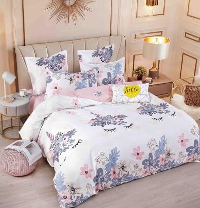 Lenjerie Pat Dublu din Bumbac Tip Finet, cu Elastic, 6 Piese - Unicon Floral [1]