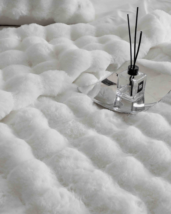 Lenjerie pat dublu, ExtraPufoasa, din Blanita artificiala de Iepure, 6 piese - Alb [4]