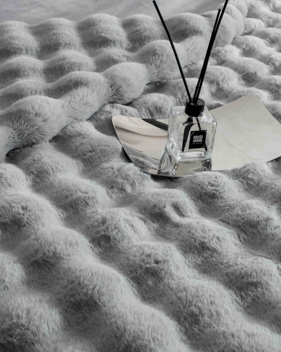 Lenjerie pat dublu, ExtraPufoasa, din Blanita artificiala de Iepure, 6 piese - Gri Deschis [5]