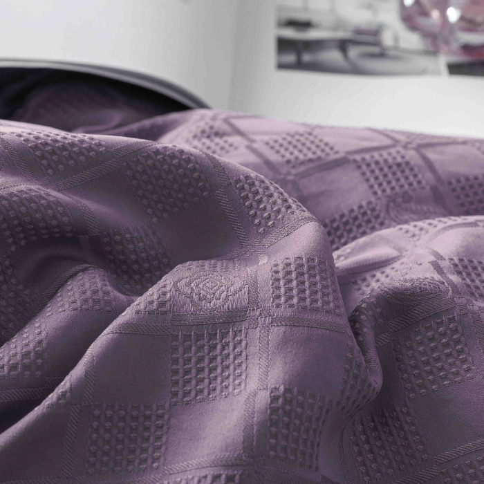 Lenjerie Pat Dublu, Jacquard Finetat, 6 Piese - Mov Pudrat [3]