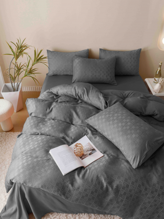 Lenjerie Pat Dublu, Jacquard Finetat, 6 Piese - Gri [1]