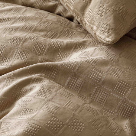 Lenjerie Pat Dublu, Jacquard Finetat, 6 Piese - Bej [2]