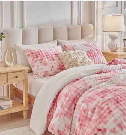 Pilota Groasă cu Fața din Blăniță Artificială de Iepure 200X230cm,2fete de perna 50x70cm albrozx70cm [1]