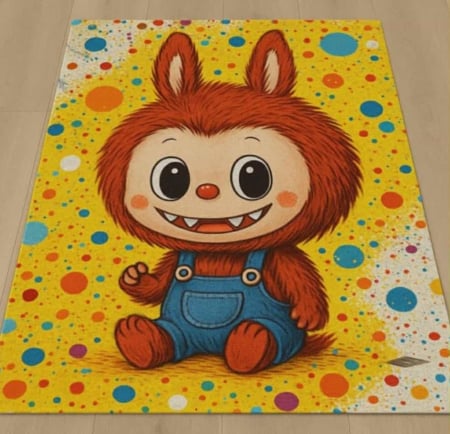 COVOARE PENTRU COPII - Covor Antiderapant 140x200 cm model Labubu – Design colorat, vesel și jucăuș,