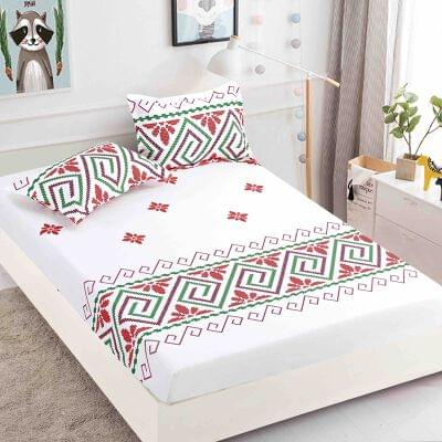 HUSE DE PAT - Husa de pat cu elastic din Bumbac Finet + 2 Fete de Perna- Traditional