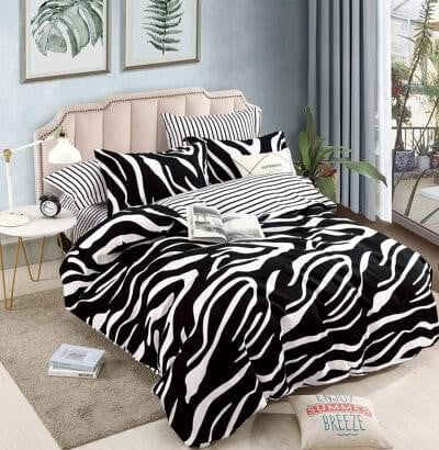 Bumbac Tip Finet 6 Piese - Lenjerie Din Bumbac Tip Finet 6 Piese Pentru Pat Dublu - Zebra