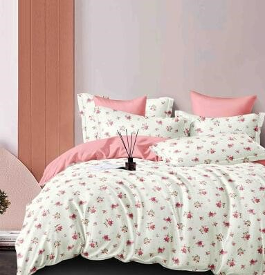 Bumbac Tip Finet 6 Piese - Lenjerie Din Bumbac Tip Finet 6 Piese Pentru Pat Dublu - Trandafiri