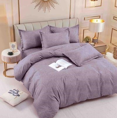 Bumbac Tip Finet 6 Piese - Lenjerie Din Bumbac Tip Finet 6 Piese Pentru Pat Dublu - Lila