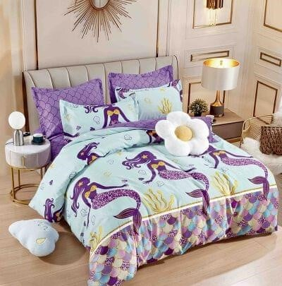 Bumbac Tip Finet 6 Piese - Lenjerie Din Bumbac Tip Finet 6 Piese Pentru Pat Dublu - Sirena