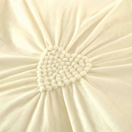 Lenjerie pat dublu, CU ELASTIC, Catifea Deluxe, cu pliuri brodate, 4 piese - Crem [1]