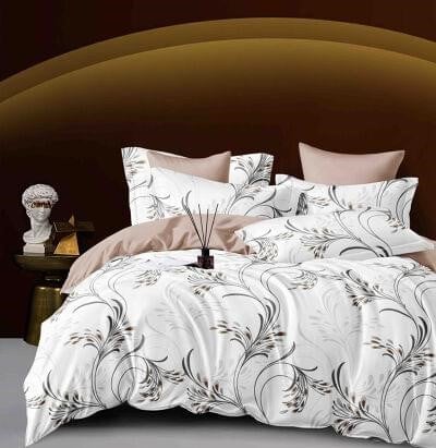 Bumbac Tip Finet Cu Elastic - Lenjerie Pat Dublu din Bumbac Tip Finet, cu Elastic, 6 Piese - Crengute